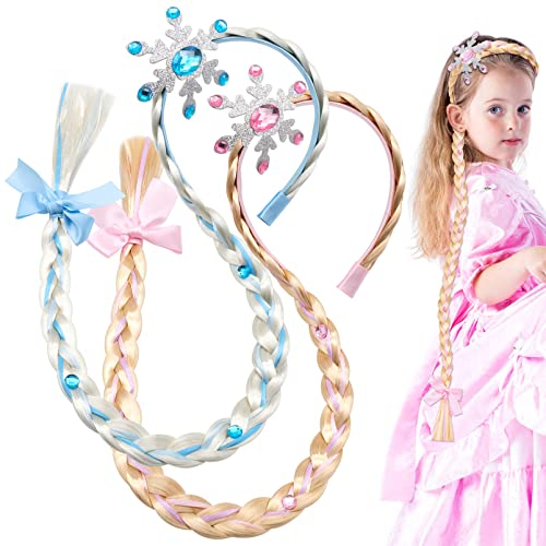 2 Stück Haarband Zopf Geflochten Prinzessin Perücken Rapunzel Perücke Geflochtene Perücke Haarreif Verkleiden Kopfschmuck Cosplay Kostüm Zubehör Haarschmuck für Frauen