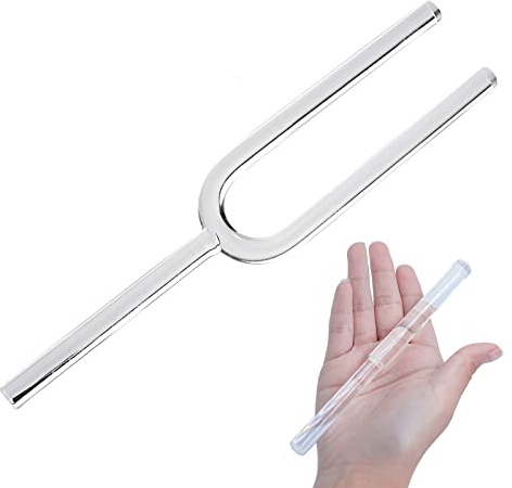 432Hz Clear Quartz Crystal Tuning Fork, with Crystal Stick & Heavy Duty Carrying Cases, Handmade Chakra Yoga Meditation Sound Healing Musical Instrument (Color : A Note_20mm)