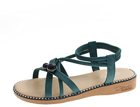 DOTBUY-SHOP Sandales Femme Été Confortable, Bout Ouvert Sandales et Nu Pieds Femme Sandale Femme Ete Élégance Flat Sandales Chaussons pour Vacances, Plages 35-39