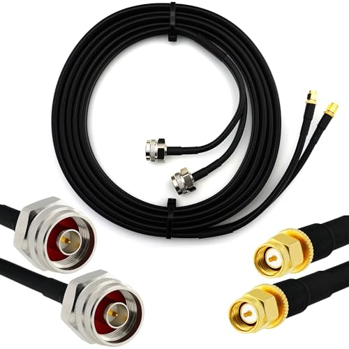 5m SMA auf N Stecker (Hex Kopf) Doppel-Koaxialkabel — HF-240 (LMR 240 Äquivalent) Twin Verlängerungskabel Antennenkabel — WiFi RF Antenne GSM LTE 4G 5G 6G Router Signalverstärker Lora Ham CB Funk