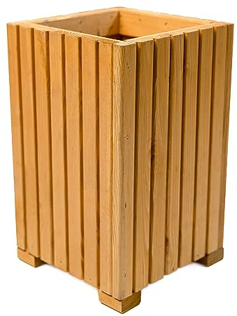BOGATECO Jardinera de madera | Jardinera | Maceta 40 x 25 x 25 cm | Maceta de hierbas para el hogar jardín balcón terraza | Maceta con inserto de plástico | impregnada | marrón claro