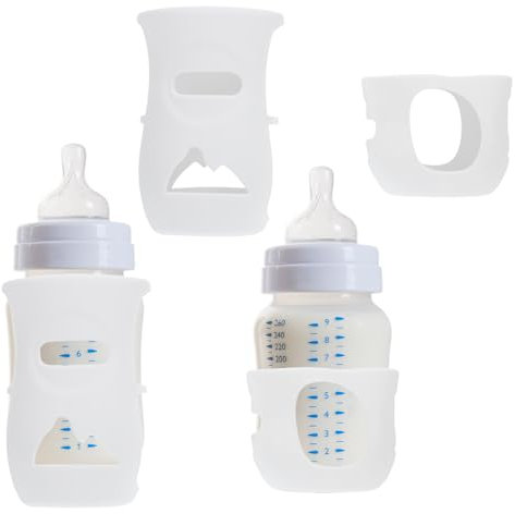 NIYANGLE 2 Pièces Protège Biberon Manchon De De Lait En Silicone Porte-biberon Alimentation Manchon De Biberons Nourrir Blanche Porte- Gel De Silice Tout-petit
