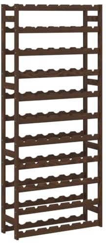 vidaXL Solid Pine Wood Wine Rack - Freestanding WineStorage for 77 Bottles, Wave Board Design with ic Brown Finish, Ideal for Kitchen, Dining Room or Wine Cellar