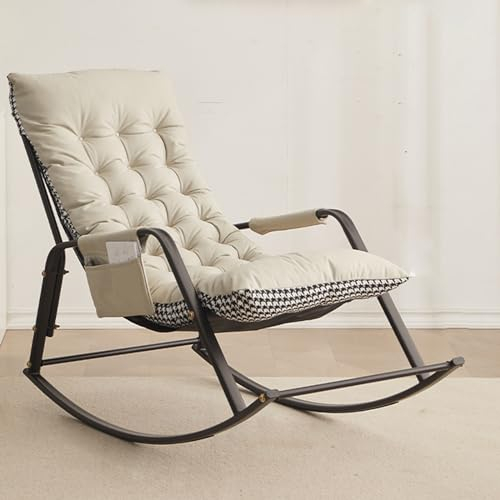 Schaukelstuhl ,schaukelsessel ,schaukelstuhl wohnzimmer , Schwingsessel,fauteuil inclinable,fauteuil de jardin,Belastbarkeit 150kg ,für Schlafzimmer, Wohnzimmer, Balkon, Outdoor ,119*62*99cm,Creme ( C