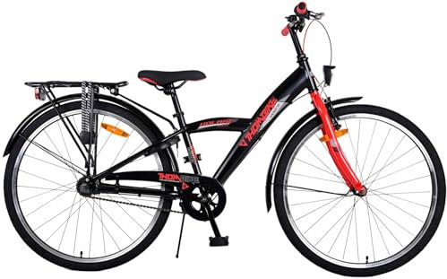 Volare Thombike Kinderfahrrad - Jungen - 26 Zoll - Schwarz Rot - 3 Gänge