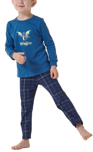 Schiesser Jungen Schlafanzug Warme Qualitäten Frottee - Fleece Interlock Größe 92 Bis 140 Pyjamaset, Blau_181868, 104 EU