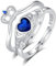 INFUSEU Claddagh Ring, 925 Sterling Silber Blauer Zirkon Liebe Loyalität Freundschaft Graviert Ring Mit Herz Symbol Der Liebe, Schmuck für Frauen Und Mädchen
