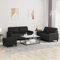 BaraSh 3-TLG. Sofagarnitur mit Kissen Schwarz Kunstleder Mini Sofa Recamiere Mit Schlaffunktion