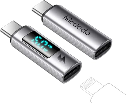 mcdodo Lightning auf USB C Adapter 60W,Adapter Lightning auf USB C iPhone mit LED Display PD Schnellladung und Datensynchronisation Kompakter für iPhone 15/MacBook/iPad/Galaxy/Android