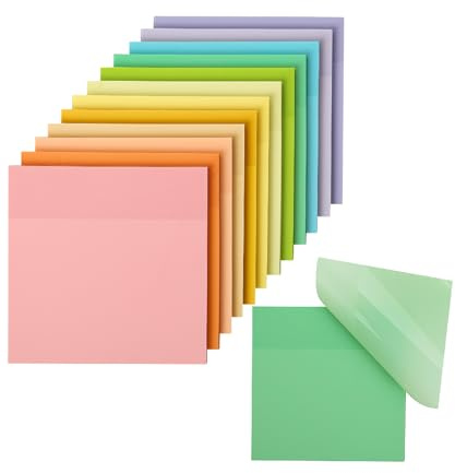 Mr. Pen- Transparent Sticky Notes, 3”x3”, 12 Pads, 600 Sheets, Macron Pastel See Through Sticky Notes, Bulk Sticky Notes Transparent, Translucent Sticky Notes, Clear Transparent Sticky Notes Clear