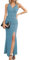Laughido Maxikleid Festliche Partykleid Cocktailkleid Sommerkleid Damen Elegant Lang Hochzeit Wickelkleid Bodycon Abendkleider (Hellblau, klein)