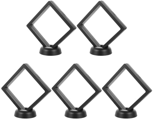 5 Stück 3D-Schwimmrahmen, Ring, schwebender Rahmen, Pin-Display, Medaillon-Vitrine, Präparatoren, durchsichtige Ohrringe, Ring-Display-Halter, Schmuck-Display, ABS-Harz, Probenaufhängung/1102