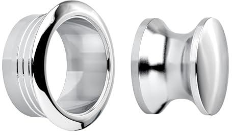 SOTECH Push-Lock Druckknopf Ø 23 mm chrom poliert inkl. Rosette für 19 mm Türstärke, Möbelgriff passend für Drehstangen-Schloss, Aufbauschloss
