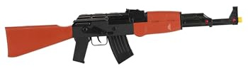 Fun Costumes Plastic AK-47 Toy Gun with Sound Effects - Black & Wood Grain Design - for Ages 14 Plus