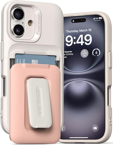 VRS DESIGN Orb Schutzhülle für iPhone 16 (2024), Premium-Karten-Brieftaschen-Hülle [3 Karten], langlebige integrierte Standabdeckung, kompatibel mit iPhone 16 (Rosa Sand)