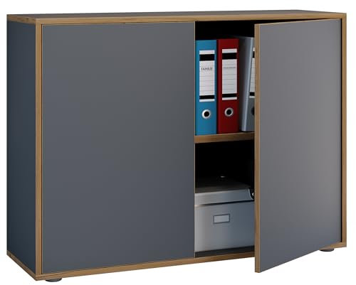 VCM Holz Büroschrank Ordner Aktenschrank Büromöbel Schrank Salia 2-Fach Breite 100 cm Drehtüren