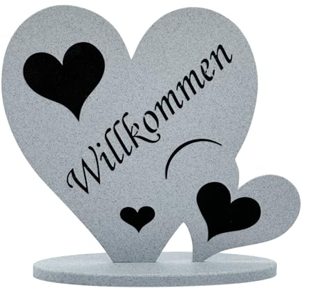 Herz Willkommenschild Eingangsschild Willkommen - Schild Gartenstecker Gartenfigur Gartendekoration