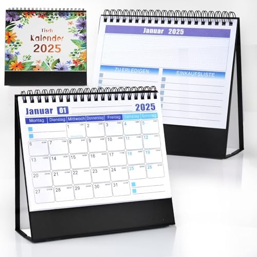 Tischkalender 2025 Quer Monatskalender, Kalender 2025 Tischkalender, Stehkalender 2025, Schreibtischkalender 2025 zum Aufstellen, Aufstellkalender 2025 - Lila