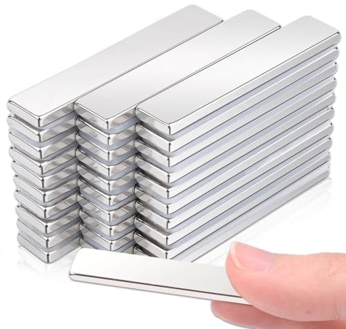 DGDUBRB 25pcs Neodymium Magnets, 50x10x3mm, Silver, Rectangular, High Pull Force, Fridge, Whiteboard, DIY, Office Magnets