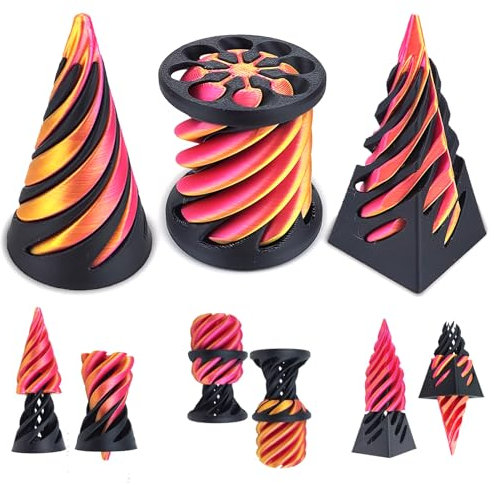 Tangdudu 3 Stücke 3D Printed Spiral Cone Fidget Toy, The Impossible Cone Pyramid Spirale Spielzeug, Fidget Toys Erwachsene, Anxiety Relief Anti Stress Spielzeug für Kinder und Erwachsene