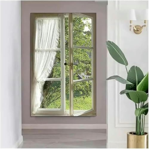 Mural de pared con ventana falsa en 3D, decoración de pared con ventanas que se abren de forma artificial con paisaje natural enmarcado, decoraciones de pared con vistas a la ventana para el hogar