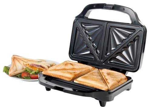 Salter Grille-pain à sandwich - Machine à toasts antiadhésive à remplissage profond, cuisson de 2 sandwichs grillés ensemble, 4 tranches, contrôle automatique de la température, 900W, EK2017TFVDE