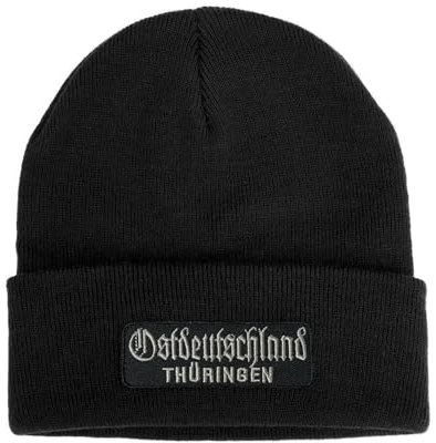 No Face No Name Mütze Ostdeutschland Thüringen in schwarz I Unisex I bestickter Aufnäher I Beanie Strickmütze Wintermütze