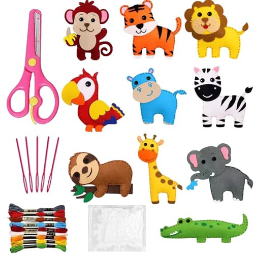 Cerkkapo Nähset Kinder, Filztiere Nähen Set, DIY Tierformen, Pädagogisches Nähset für Anfänger Für Kinder,Nähen Filzset, Animals Sewing Kit - Polartier