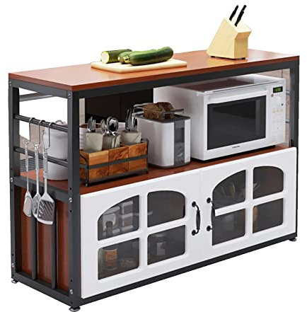 Armadietto da cucina in acciaio al carbonio con forte portante, impermeabile, per microonde, grande capacità (marrone, 30 cm)