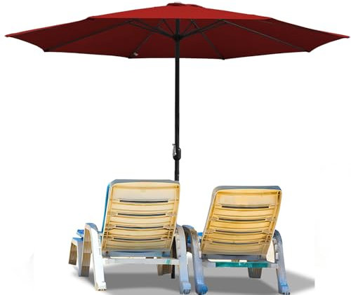 Ollewiellan Sonnenschirm Ø 350 cm mit Kurbel, Ampelschirm UV Schutz 50+ Strandschirm, Sonnenschutz, Gartenschirm wasserdicht für Terrasse, Balkon, Pool, ohne Ständer, Rot