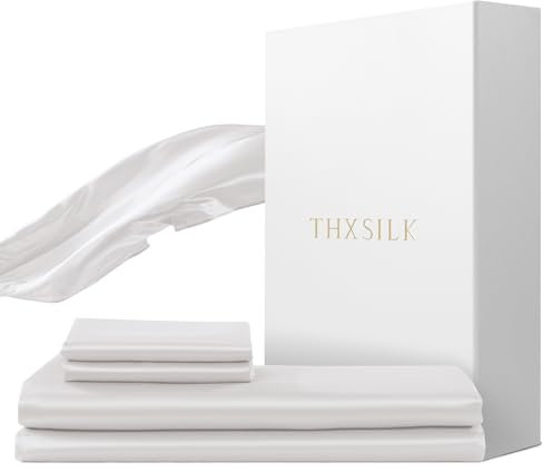 THXSILK Juego de ropa de cama de seda de 2 piezas, funda nórdica de 135 x 200 cm y funda de almohada de 40 x 80 cm, juego de ropa de cama de seda de lujo, muy suave y liso, color blanco