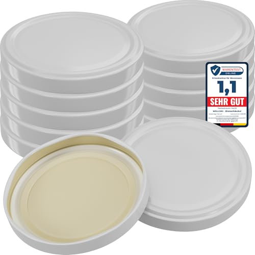 WELLGRO 200x Einmachdeckel TO 82 weiß - Ersatzdeckel für Einmachgläser, Schraubdeckel, Twist-Off-Deckel aus Metall