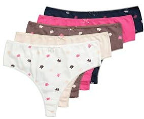 Ulla Popken Damen große Größen Übergrößen Plus Size Strings, 5er-Pack, Millefleur/einfarbig pink 58+ 834660540-58+
