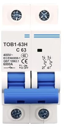PJKTBEYI Disjoncteur 2P 40A 400V ~ 50HZ/60HZ, disjoncteur AC MCB Type C, 1 pièce(20A)