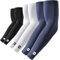 ROCK TAKIN Mangas de protección solar UV para hombres y mujeres, UPF 50+ mangas de sol refrescantes para cubrir los brazos, fundas de compresión deportivas, 3 pares: negro, blanco y azul marino