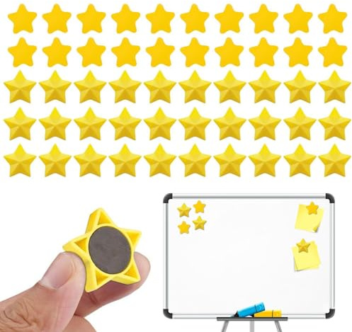 50 Morceaux De Carreaux D'Étoiles Jaunes, Patchs Magnétiques Multifonctionnels Créatifs, Mini, Mini, Patchs De Réfrigérateur Mignon, Pour Le Bureau Et L'École.