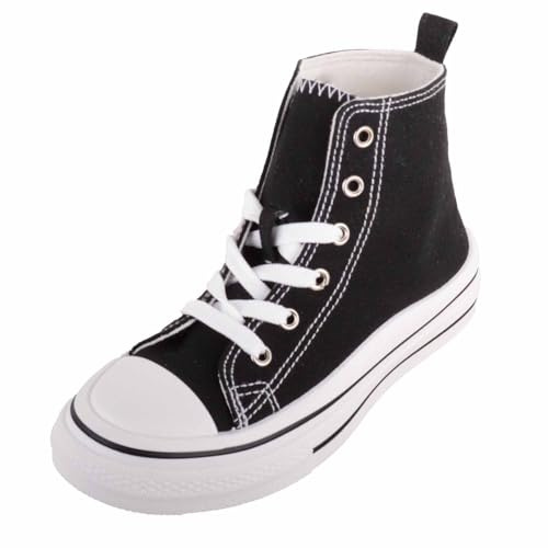 ABSOLUTE FOOTWEAR Kids Lace Up High Top Canvas Trainer with Platform Sole