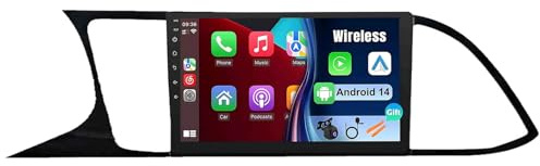 Android 14 Radio de Coche 9 Pulgadas Pantalla Táctil 2 DIN para Seat Leon 2012-2018 con Carplay Inalámbrico Android Auto Bluetooth GPS FM WiFi USB Apoyo Mandos Volante+AHD Cámara(U4(6+128))