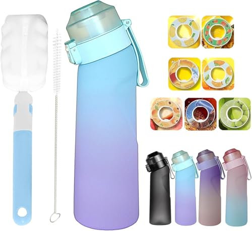 FIENZA Air Botella con 7 cápsulas de pods, Air Water Bottle juego de iniciación, Botellas sin BPA cápsulas de sabor perfumadas 0 tazas de azúcar y agua para exteriores