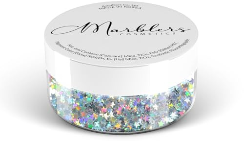 MARBLERS Cosmetic Grade Chunky Shape Glitter [Star] 0.11oz (3g) | Flake | Non-Toxic | Vegan | Cruelty-Free | Eyeshadow, Nail Polish, Nail Art | Festival, Rave & Party Makeup | Body & Face