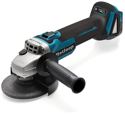 HOTLOOP Akku Winkelschleifer Kompatibel mit Makita 18V Akku, 7000 RPM Bürstenloser Motor 125mm Kabelloser Winkelschleifer zum Schneiden, Schleifen, Polieren, usw. (Akku nicht enthalten)