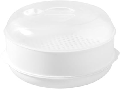 Besreey Microwave Steamer For Vegetables, 20.5x20.5x11.5cm Microwave Vegetable Steamer, Microwaves Steamers With Lid And Tray, Round Plastices Vegetable Steamers For Quick Cooking