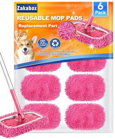 ZaKaBox Microfibre Pads for Flash Speed Mop Refill Wipes – Wet & Dry Use | Chenille Material, 5× Cleaning Power, Reusable Refills for Flash Speed Mop, for Hardwood Floors & Surfaces, with Laundry Bag