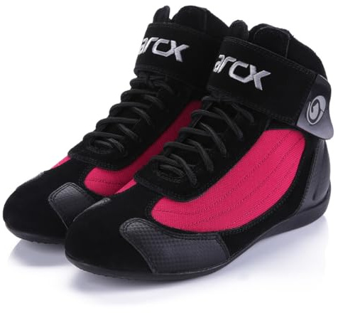 Scarpe da Moto per Uomo/Donna Unisex Stivali Moto Traspirante e Antiscivolo - Rosso 40 EU