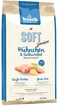 bosch HPC SOFT Junior Hühnchen & Süßkartoffel | halbfeuchtes Hundefutter für wachsende Hunde aller Rassen | Single Protein | grain-free | 1 x 12.5 kg