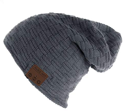 HaetFire Cappello Bluetooth Berretto Invernale Uomini Donne Wireless Cappello Musica con Cuffia Stereo Microfono Caldo Molle per Corsa Sci Escursionismo o Come Regalo di Natale (Grigio Scuro)