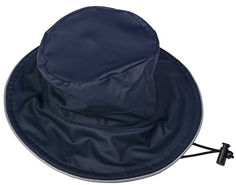 Dry Kids PU Wasserdichter Regenhut für Kinder von 5 bis 8 Jahren, verschweißte Nähte, reflektierende Regenkleidung, blau