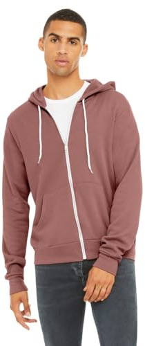 Bella + Canvas Mens Poly-Cotton Fleece Full-Zip Hoodie (3739) -MAUVE -L