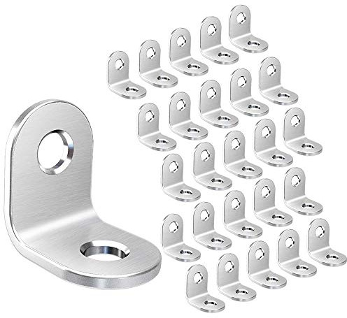 Corner Brace, STARVAST 50pcs Stainless Steel 90 Degree Right Angle Corner Bracket-20mm x 20mm x 16mm L Shaped Furniture Fastener Corner Brace Joint Corner Connector (Sliver)