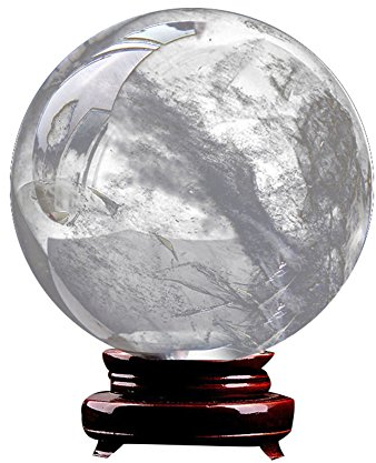 AITELEI Bola de cristal de cuarzo transparente natural de 3 cm de curación, bola de Feng Shui de meditación, bola de meditación, bola de piedra con soporte de madera